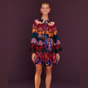 NWT Farm Rio Full of Hearts Long Sleeve Mini Dress